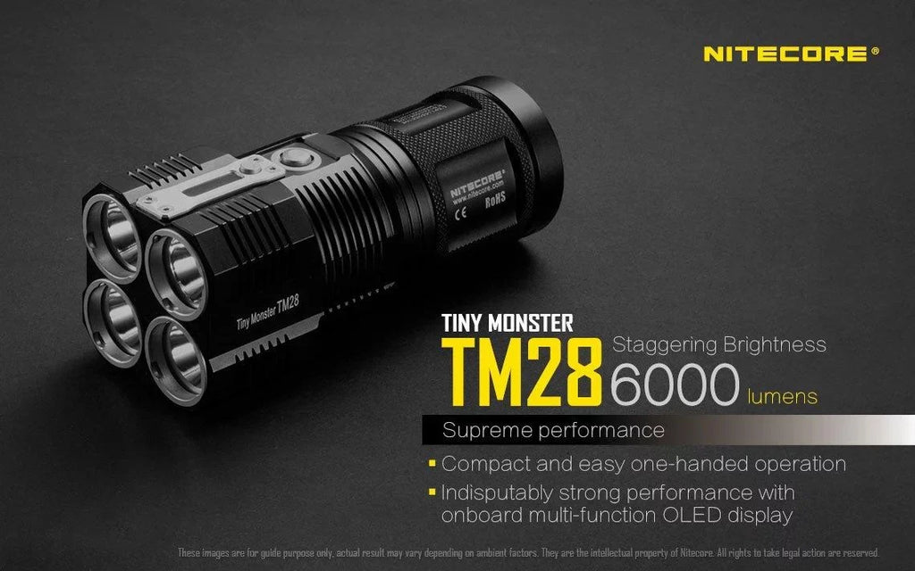 the TM28 exterior go and on -Both E4K Value or can Pack: at Recharged be Nitecore home Flashlight Searchlight