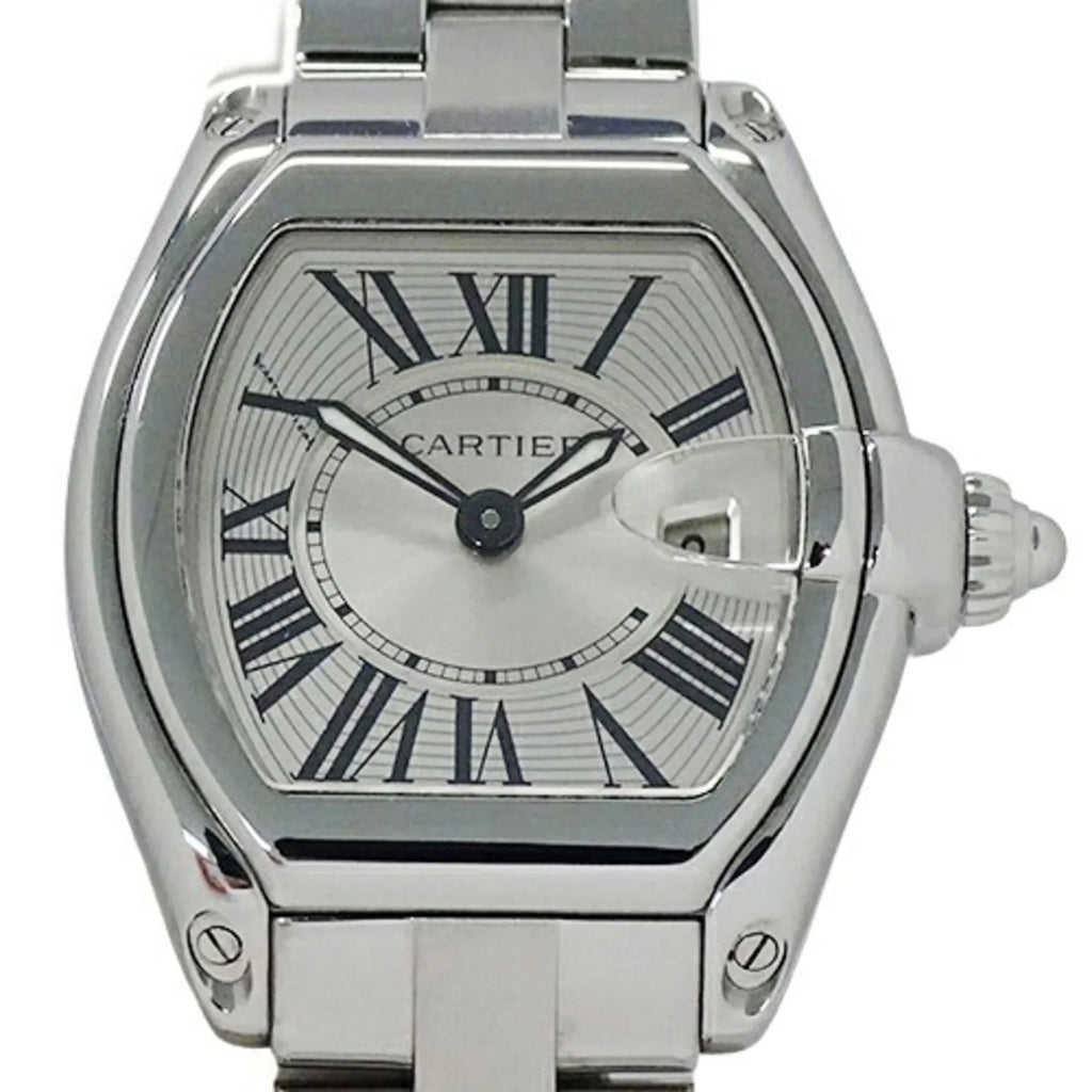 Watch Date (Fair) Roadster Stainless W62016V3 Ladies Polished Quartz Cartier Pre-Owned Silver Steel