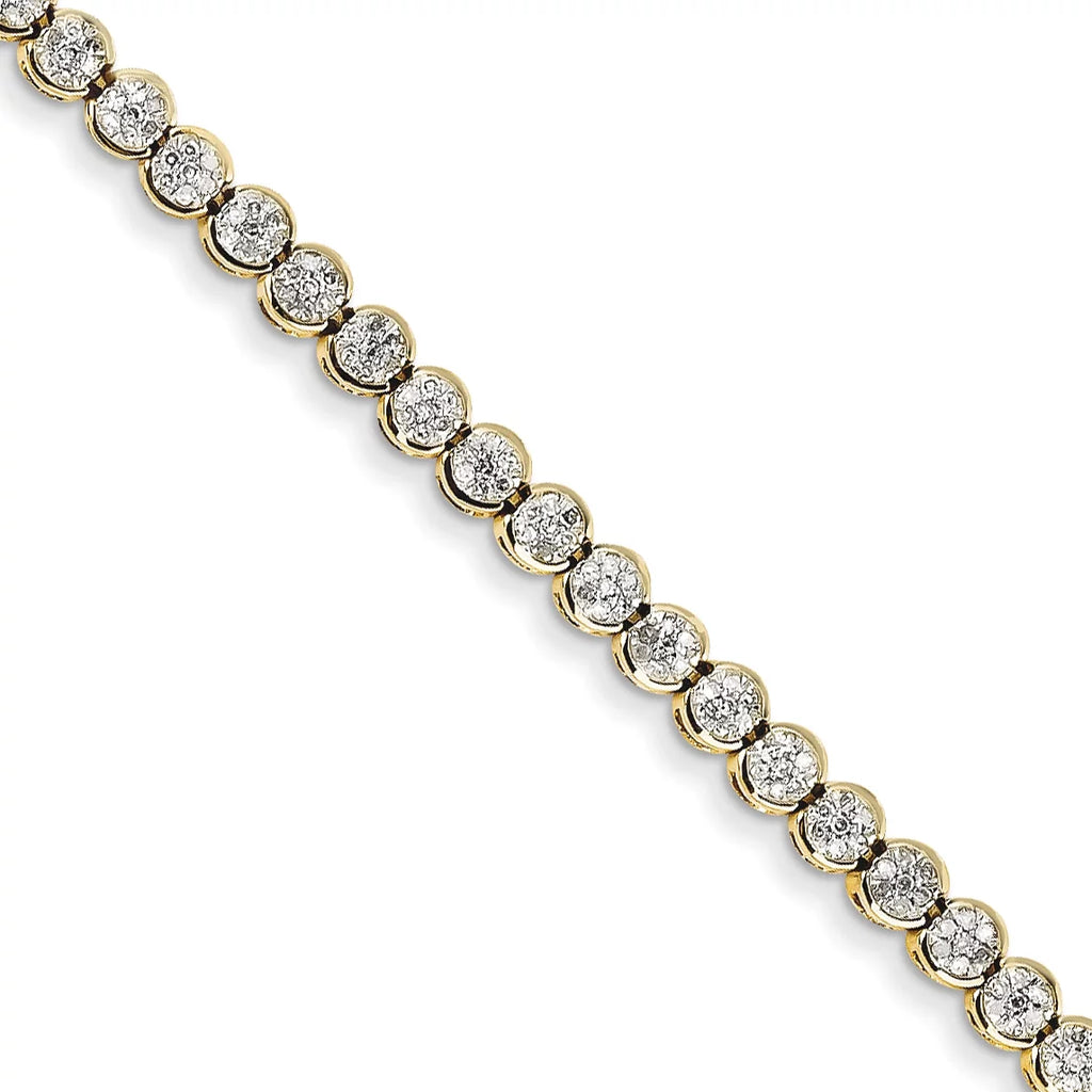1ct Wt- Tennis Gold Diamond Carat 14k Yellow Bracelet.
