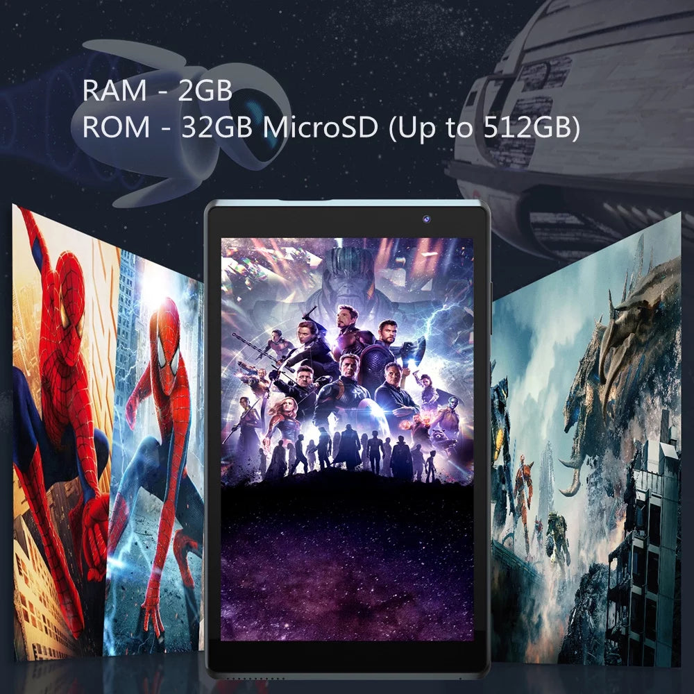 Core , 11 Camera, Quad Tablet RAM2GB+ROM32GB Bluetooth, Tablet, Screen, 8 Tablet, inch Wi-Fi, Black Tablets 8.0 Android