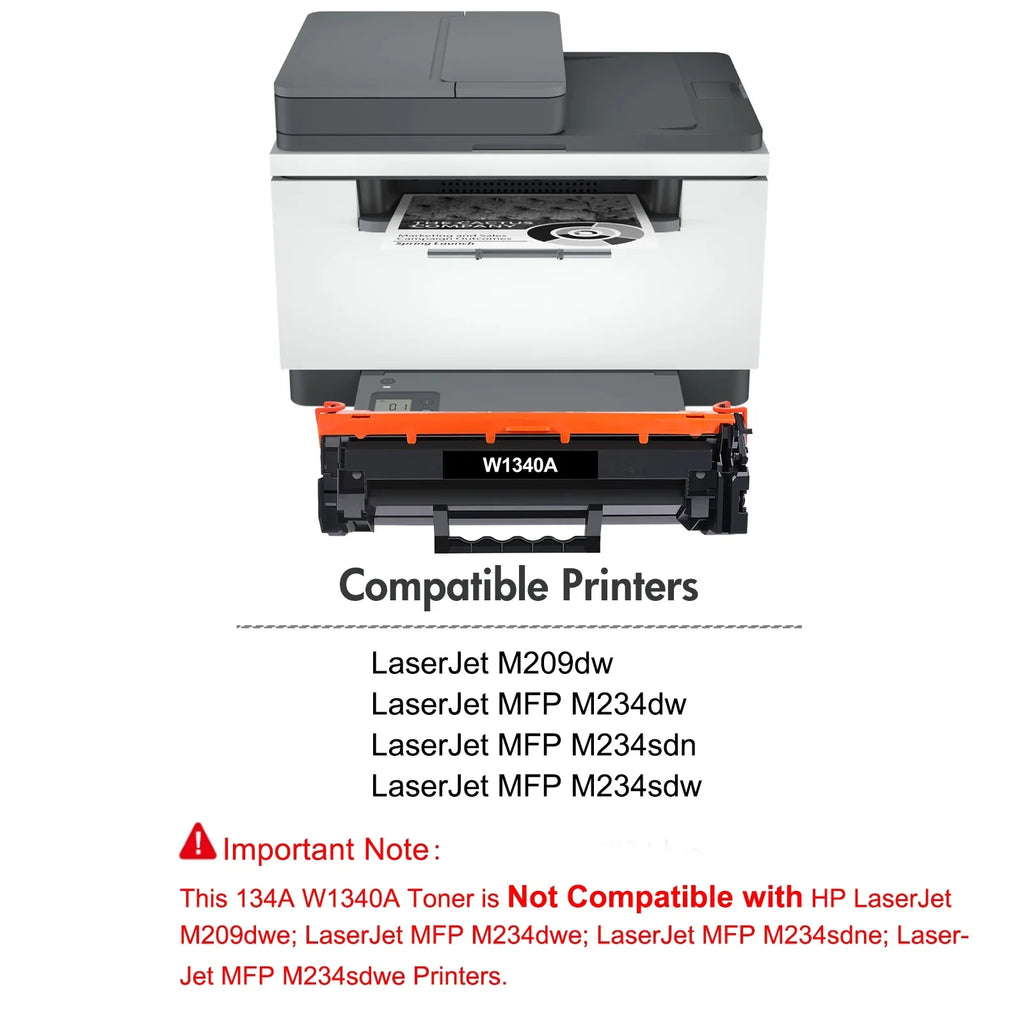 Cartridge Ink Toner M209dw Chip) (Black, M234sdn (with Toner 134A Printer for 134X M234dw 134A M234sdw LaserJet 2-Pack) for Fits W1340A W1340X 134X
