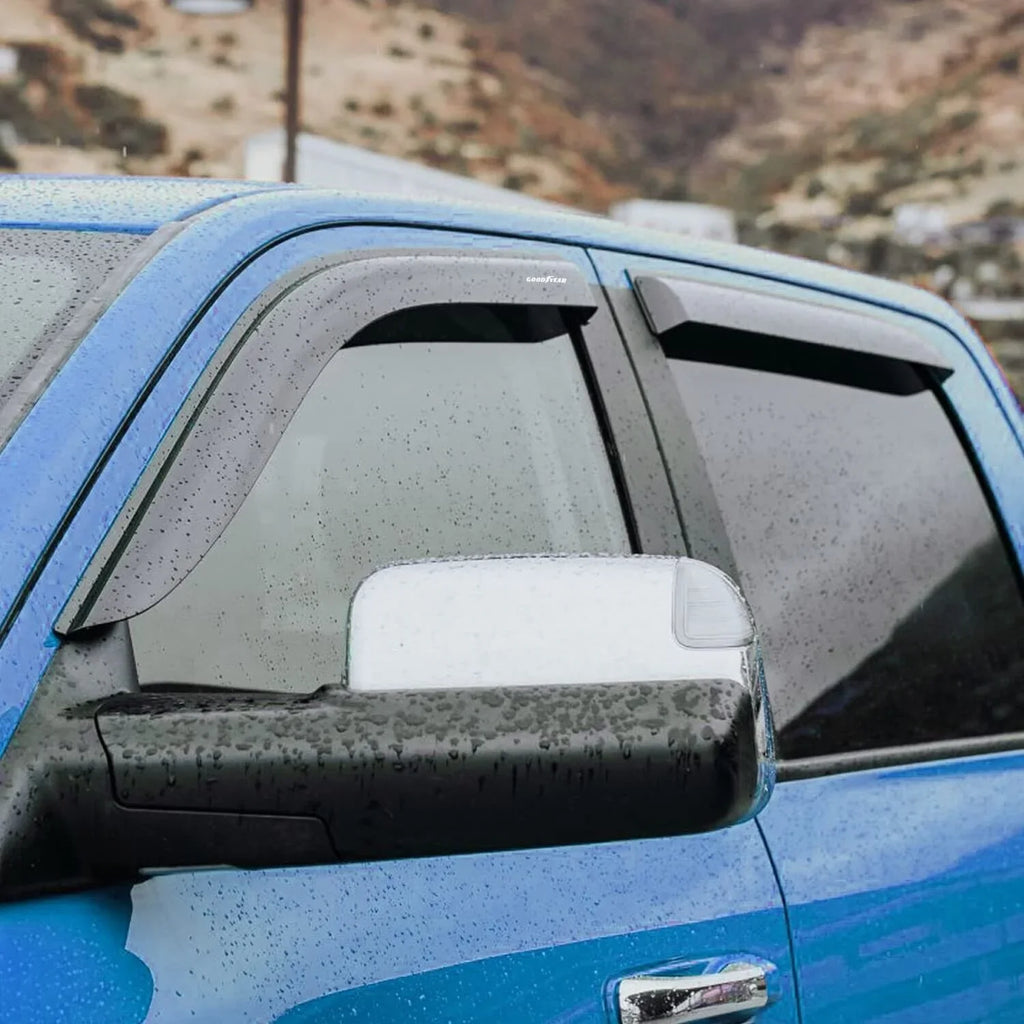 GY003106LPv Crew Dodge Visors, Window Side Deflectors Cab, Deflector, Truck Window Shatterproof for Accessories, Rain Visor, Goodyear Vent 2019-2024 4pcs- 2500 Guards, Vent 3500 Tape-on