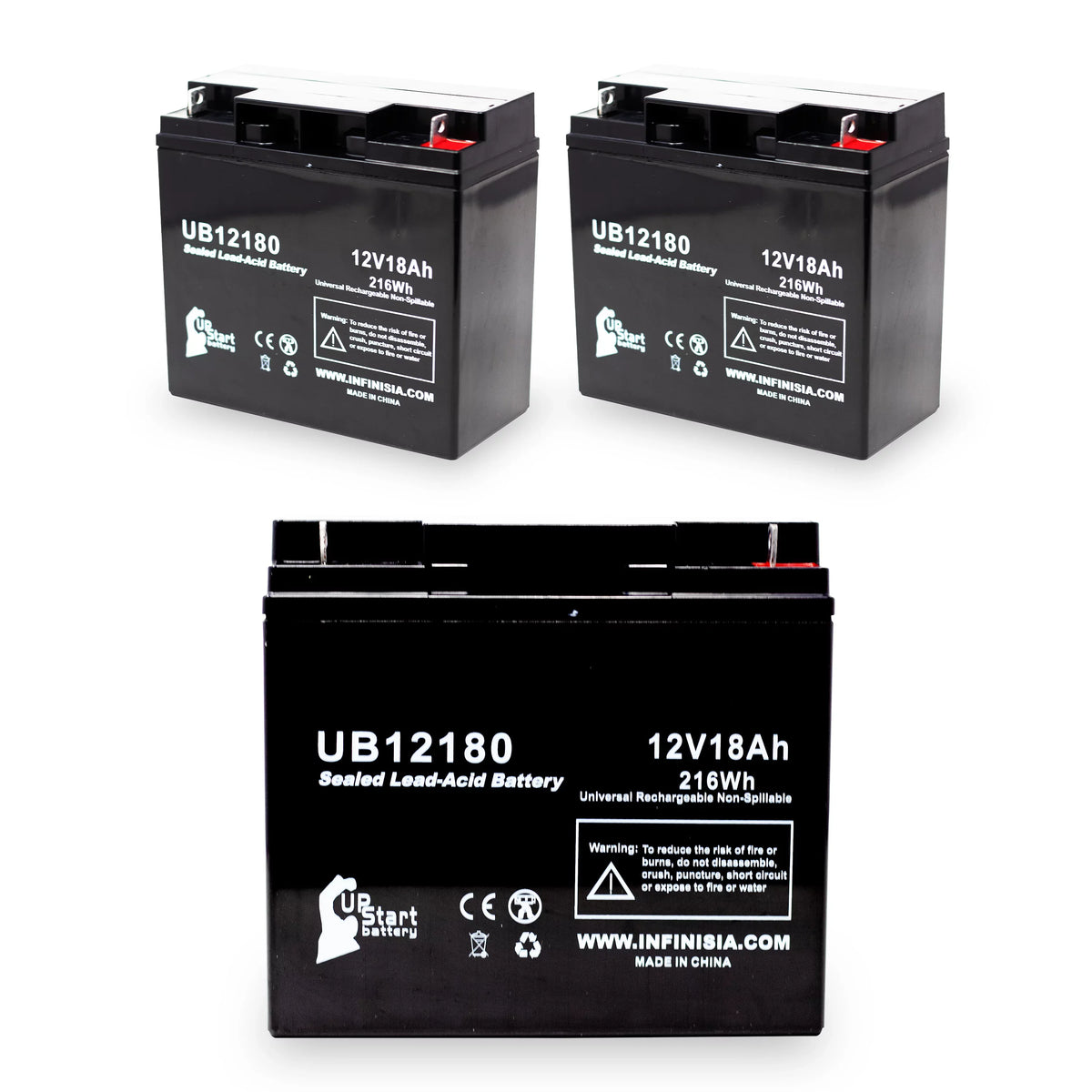 T4 CSB AMERICA OF Lead Universal Compatible 3x Battery Battery Terminal, BATTERY 18000mAh, SLA) Pack Replacement GP12170B1 Sealed (12V, - AGM, UB12180 18Ah, - Acid