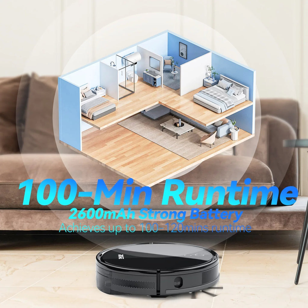 Battery Life Carpet Ideal Strong & Pa 600ML Dustbin, Rove Robotic Automatic Robot Suction 2000 Self-Charging, Vacuum Pet Floor Cleaner, with and Pile 2600mAh Hard Care, for Sweeper Low