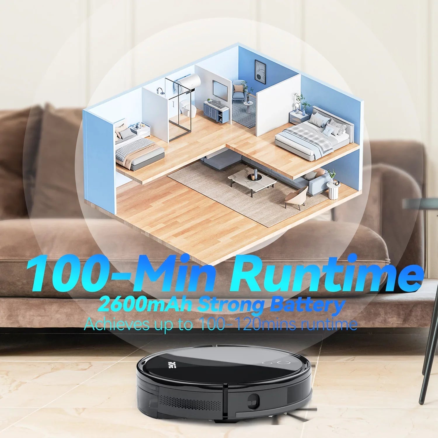 Battery Life Carpet Ideal Strong & Pa 600ML Dustbin, Rove Robotic Automatic Robot Suction 2000 Self-Charging, Vacuum Pet Floor Cleaner, with and Pile 2600mAh Hard Care, for Sweeper Low