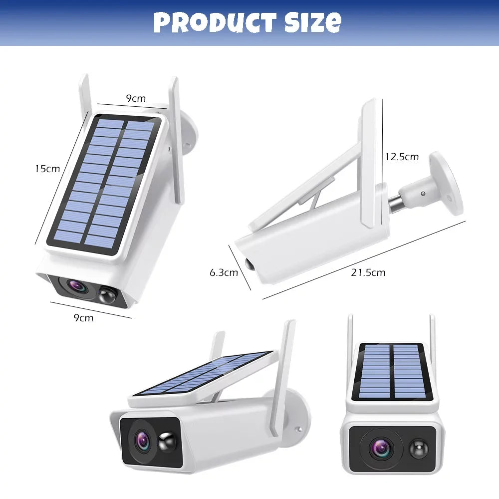 Talk, Vision,Waterproof, Security exterior Wireless with Camera PIR Security Solar Detection, exterior, Cameras Solar Night White Panel, 2-Way DFITO