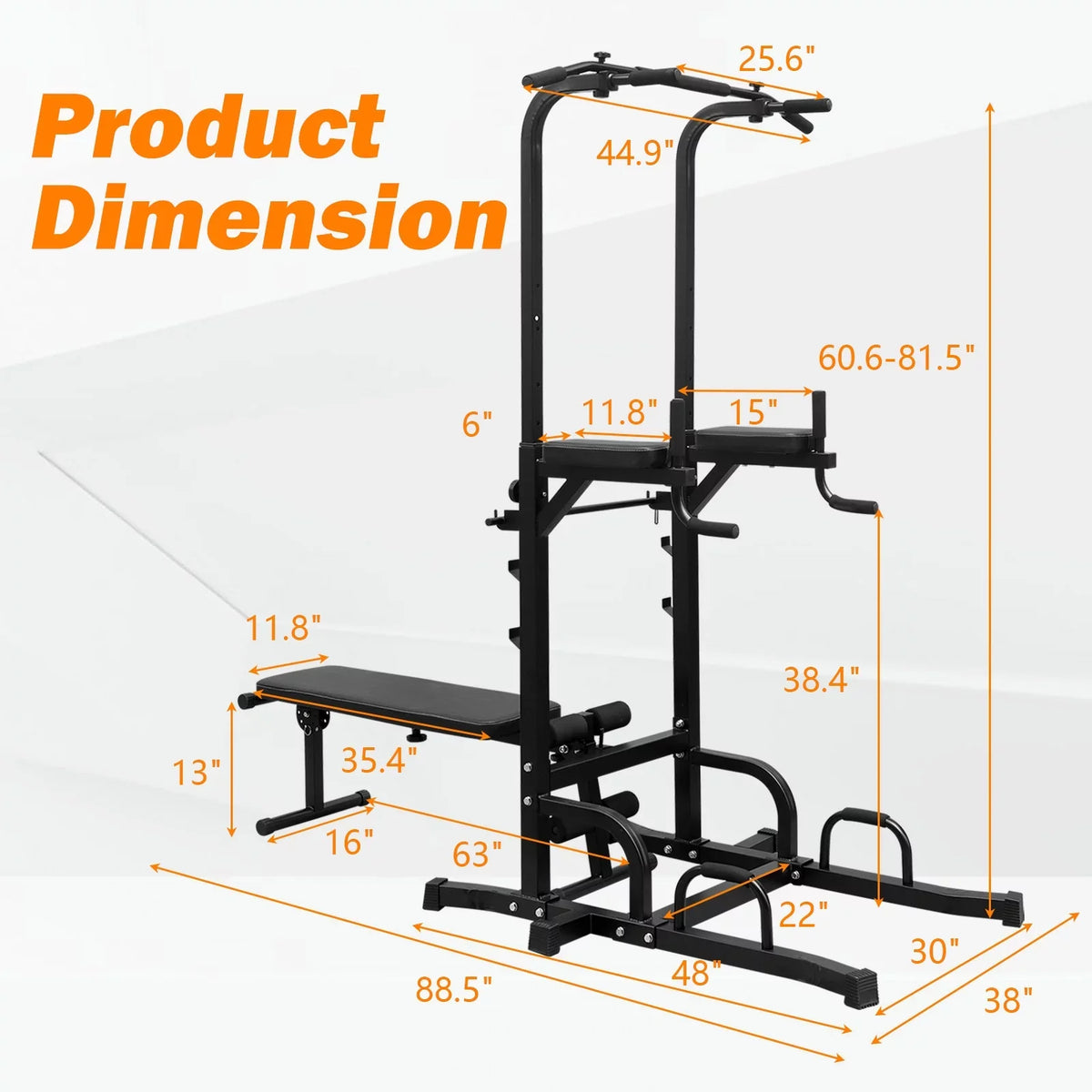 Adjustable GIKPAL Bench Equipment Height Gym Office Station Fitness Tower Power Bar Pull with Home Duty for Stand Training Dip Heavy Up Multi-Function