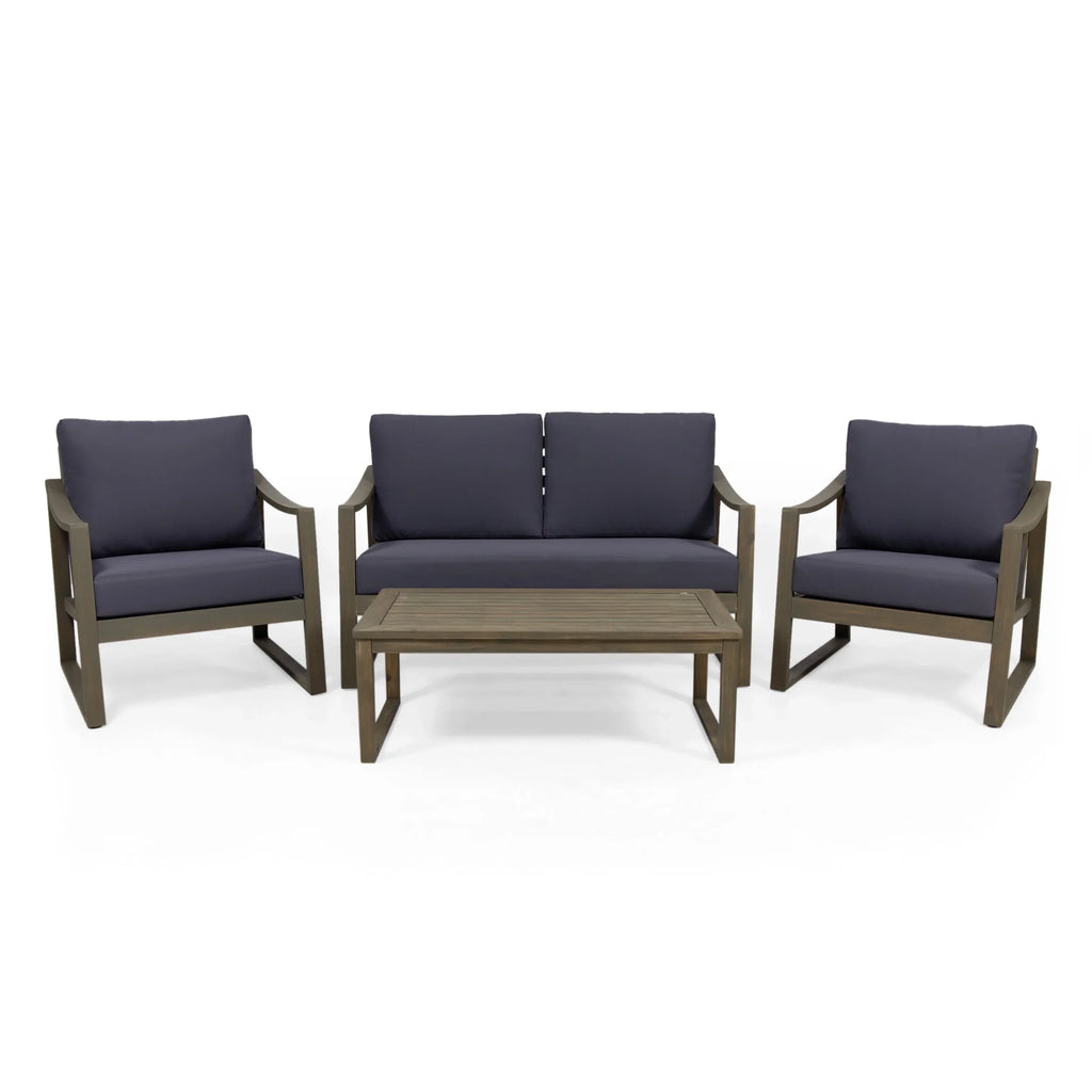 Gray Wood Dark and with 4 Seater Cushions, Set Johnlucas Studio Outdoor Acacia Gray Chat