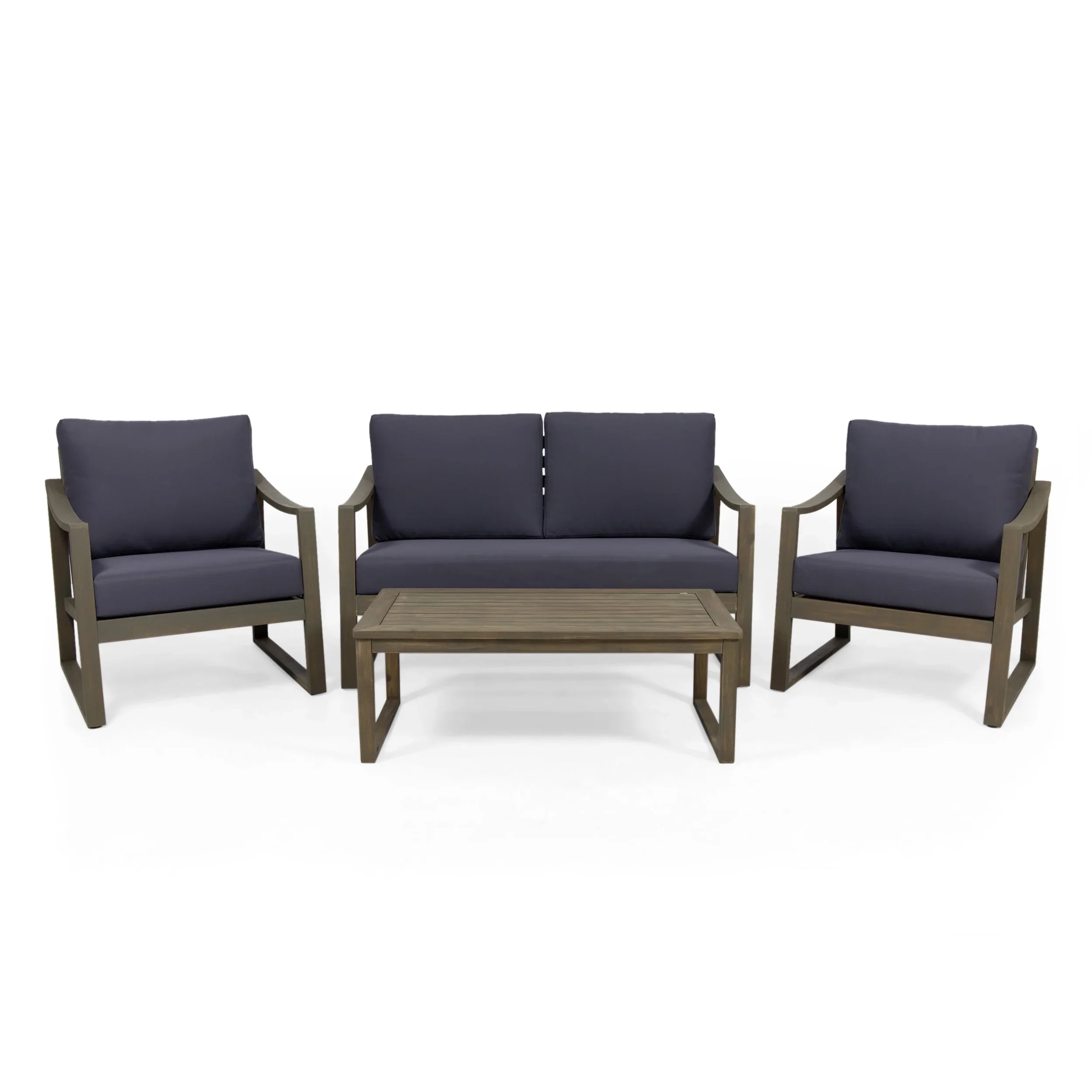 Gray Wood Dark and with 4 Seater Cushions, Set Johnlucas Studio Outdoor Acacia Gray Chat