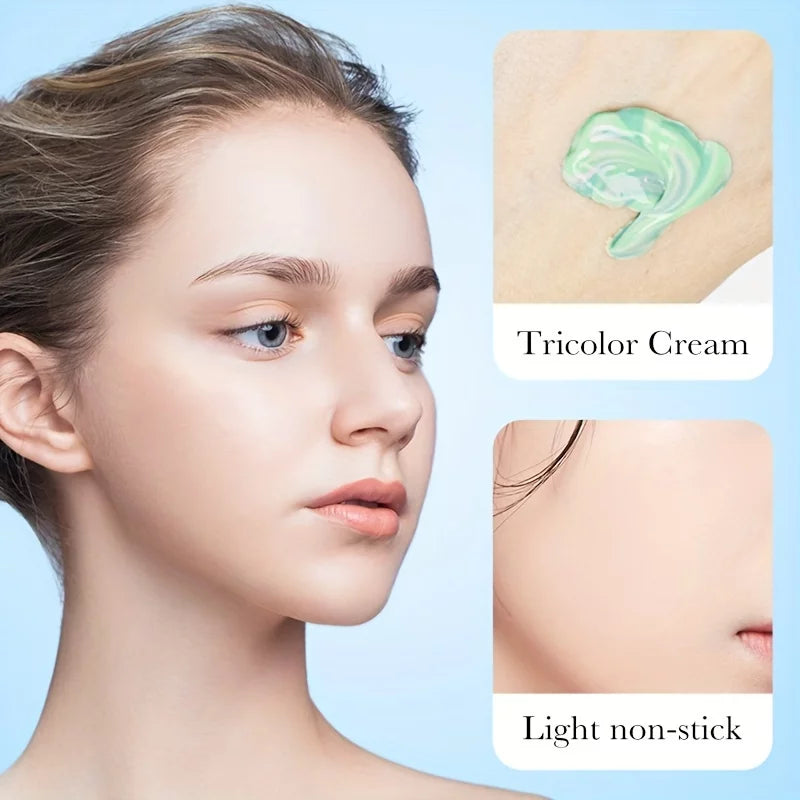 Skin Refreshing Tri-Color Natural Barrier Makeup Nude for & Rejuvenation Moisturizing Tone Primer Cream: