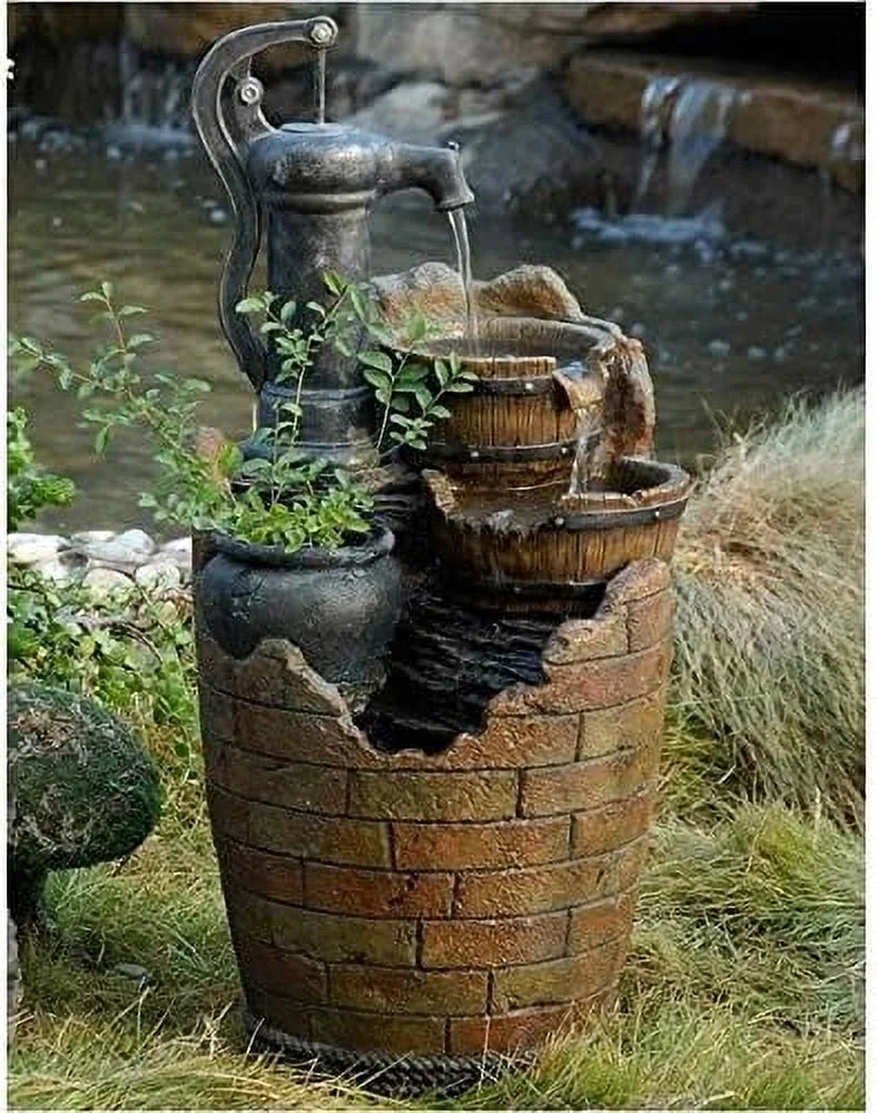liquid Cascading In Brown Resin Modern liquid Pump Fountain