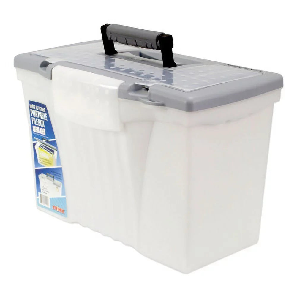 Files, Clear/Silver 12", Letter/Legal x x Storex with Filebox Letter/Legal Portable 10.5" Lid, 14.5" Organizer