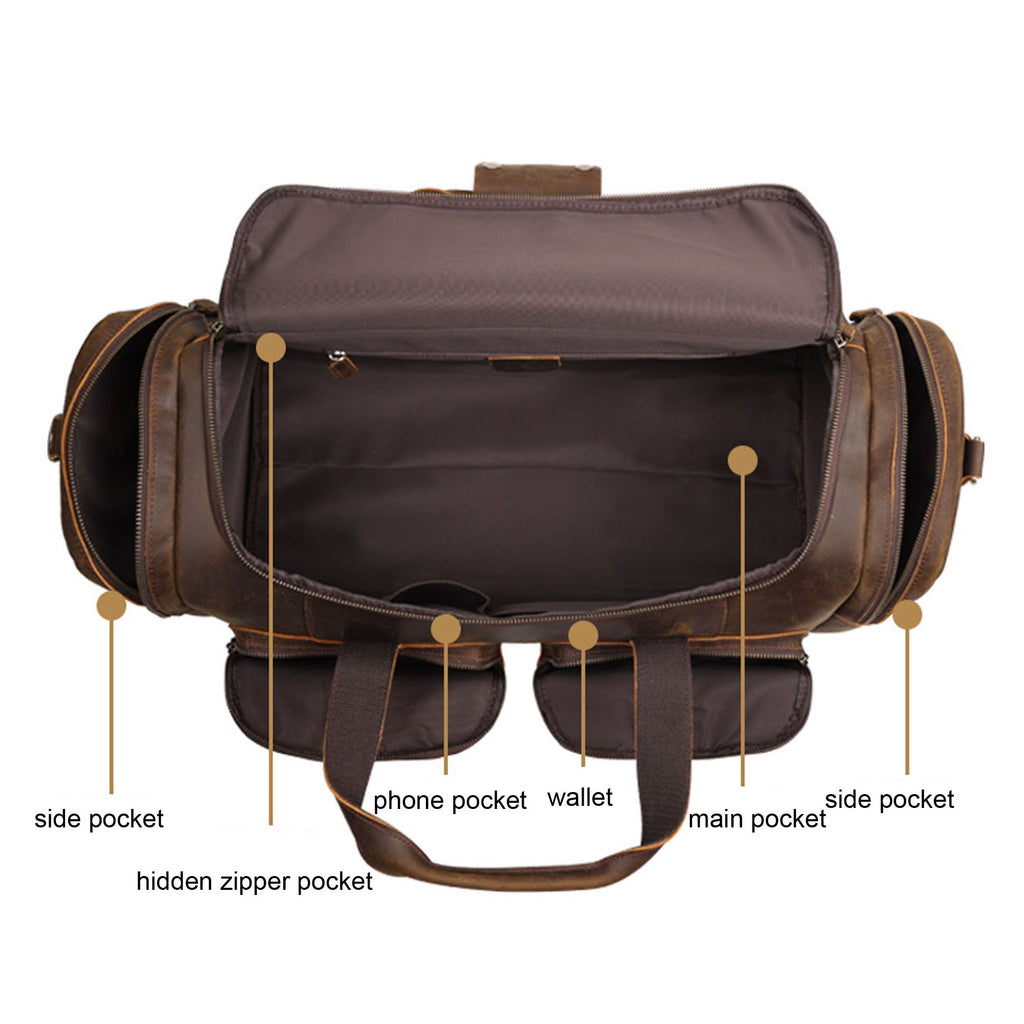 Travel Shoulder Leather Bag, Bag, Full Grain Bag Duffle