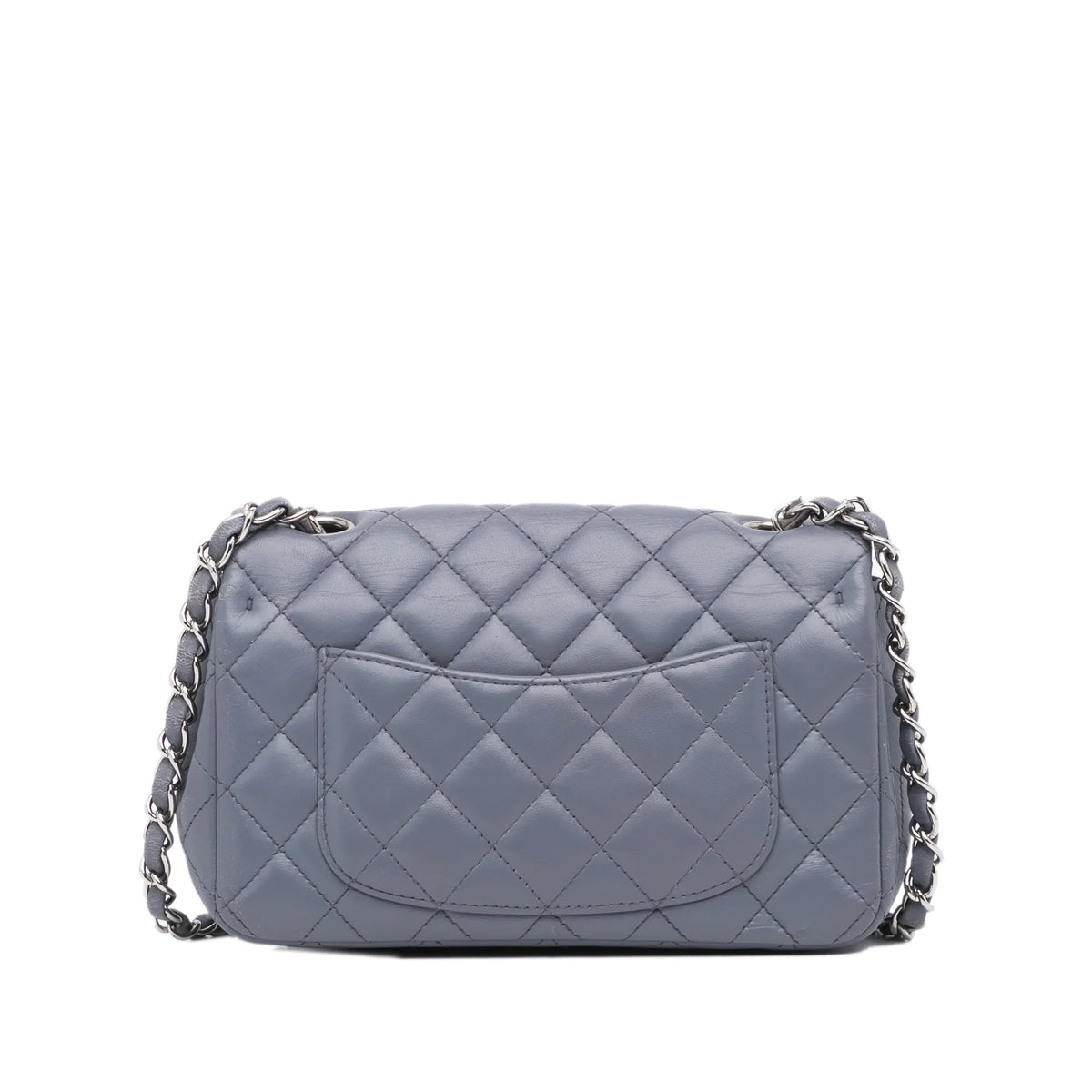 Crossbody Lambskin Single Mini Unisex Leather Pre-Owned Classic (Fair) Bag Flap Rectangular Authenticated Gray