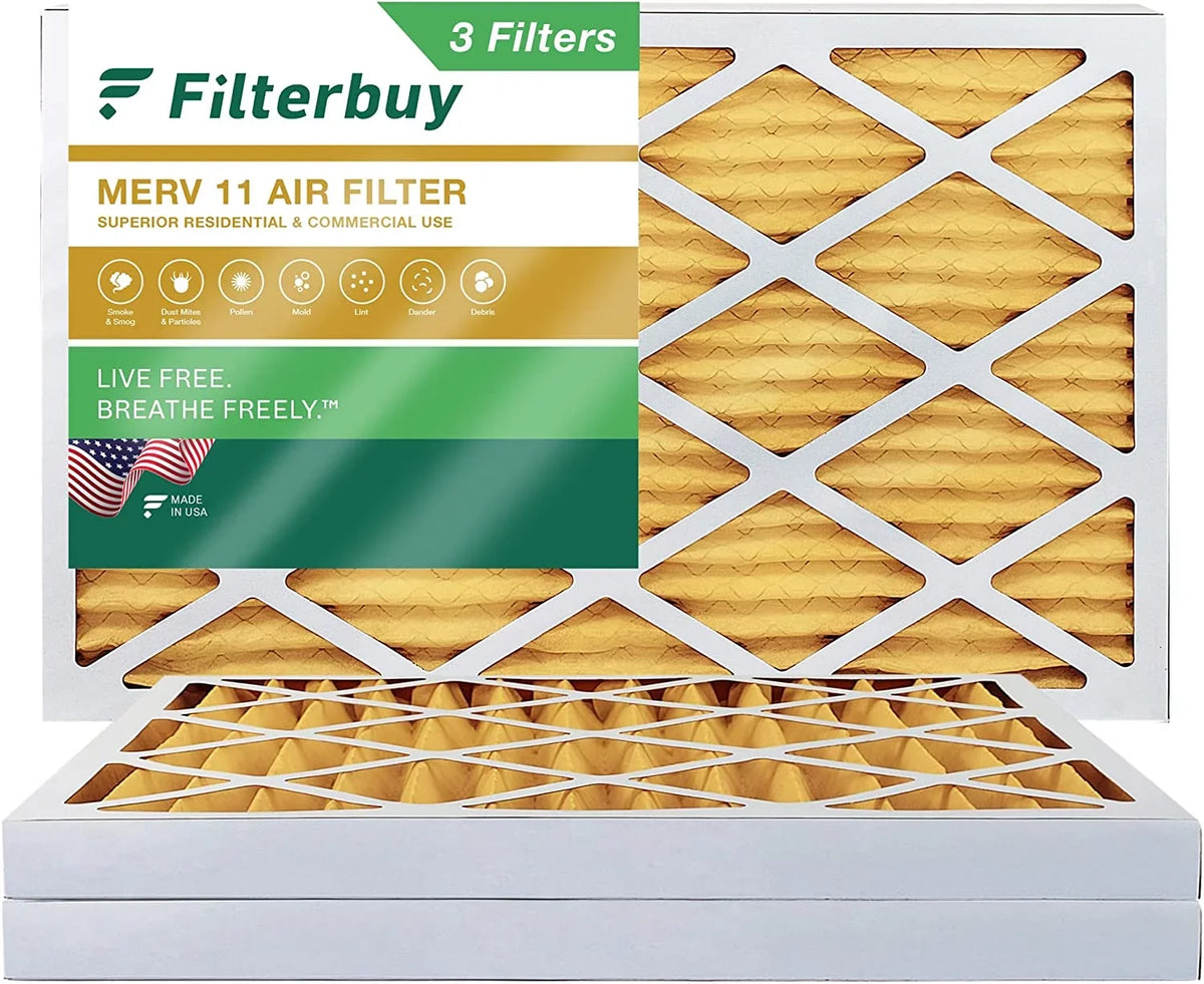Filterbuy MERV Pleated 11 15x30x2 (3-Pack) Furnace HVAC Filters AC Air