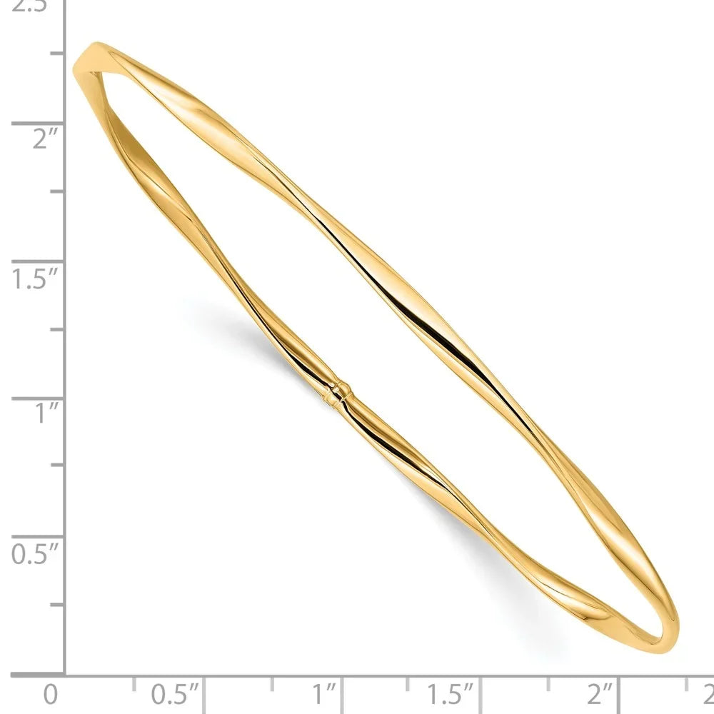 Bracelet Bangle in 7 Gold 10k Slip-On Yellow 3 mm