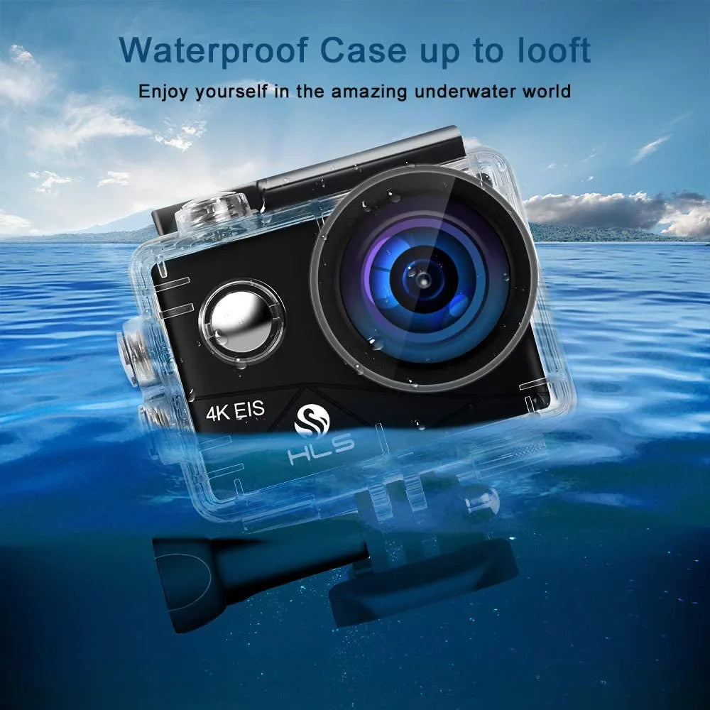Sports Camera Wide Vlog Charger Lens WiFi Outdoor Camera Case Moistureproof with Action Remote with with Battery Accessories Mount Angle 4K Kit for Underwater Camera Video