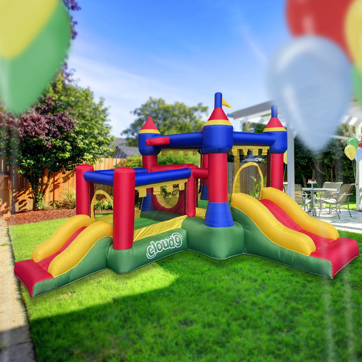 House for with Bouncer Kids Bounce 9 - Inflatable Blower Castle Cloud