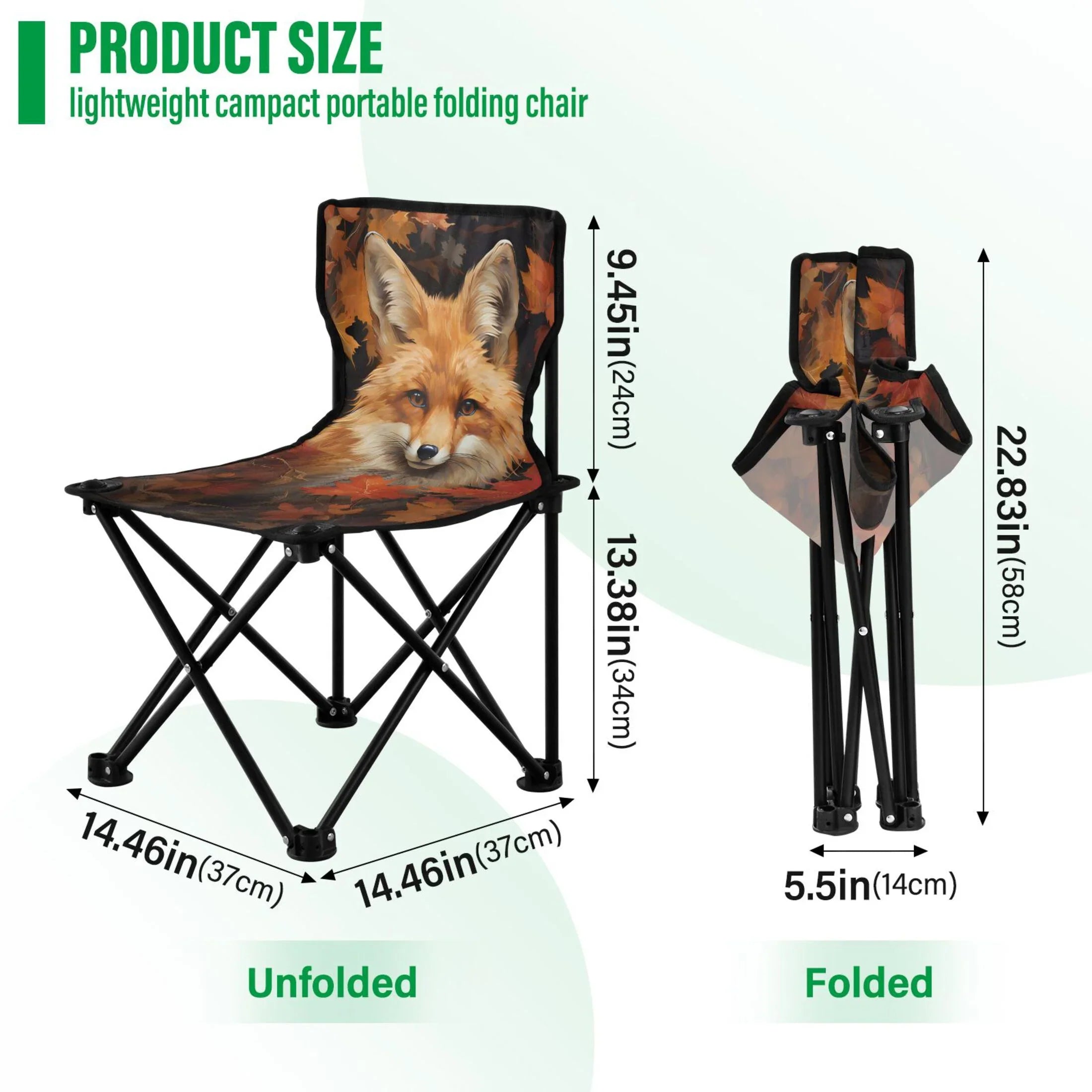 Lawn Beach Fox Chair Autumn Leaves with Bag Fishing in Folding Chair to Chair Camping 220LBS Carry Support Portable Outdoor Chair