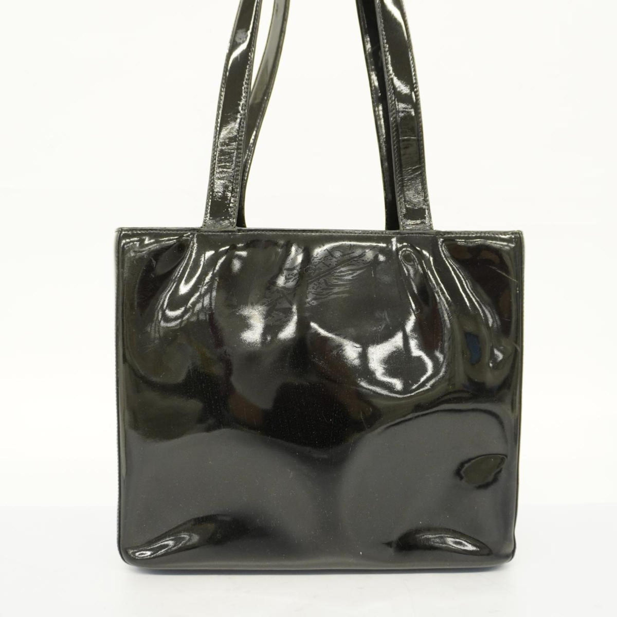 Black Patent Tote Leather Pre-Owned Bag Women's (Good) Champagne