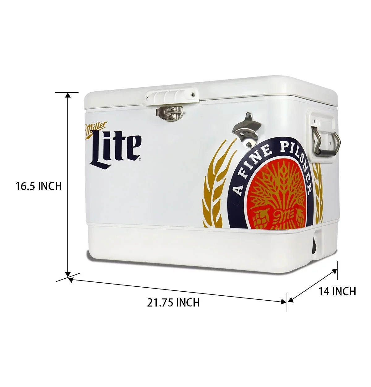 Tailgating, BBQs, RV, and steel-belted Lite Cooler Miller Can with Portable Camping, 51L (54 Cooler, 85 Blue, Beach, White Bottle Chest Opener, Fishing Beverage QT), Ice for