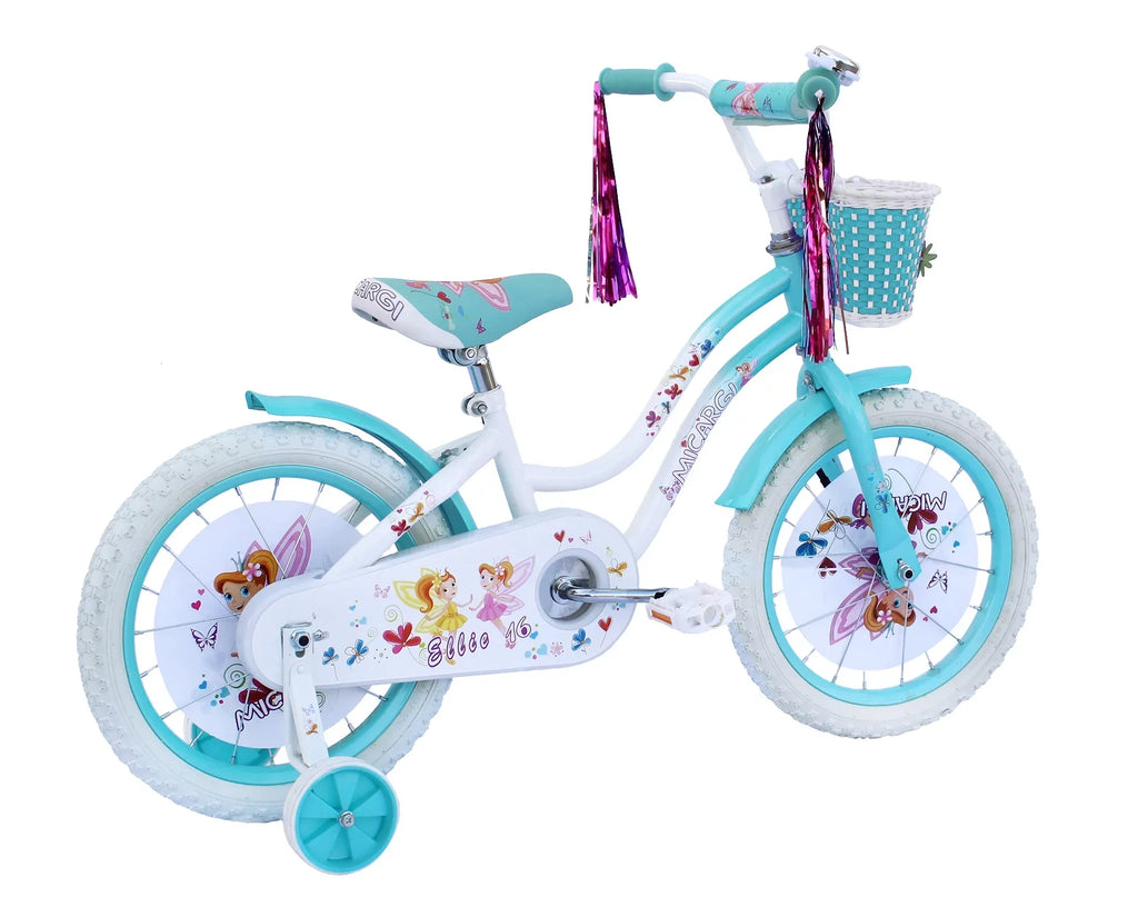 USToyOutlet Fenders White - Coaster Blue Bicycle Steel Baby Rims, cover White/Baby Full Brake One Guard, Bike Basket, Chain Tire Blue Kid's & Piece Cruiser 16" White Frame Crank,