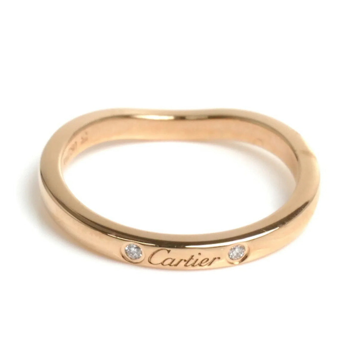 3PD Women's Wedding CARTIER K18PG Pink Pre-Owned 49 9 Ballerina Diamond dimension Ring Curve Gold B4098649 2.4g (Good)