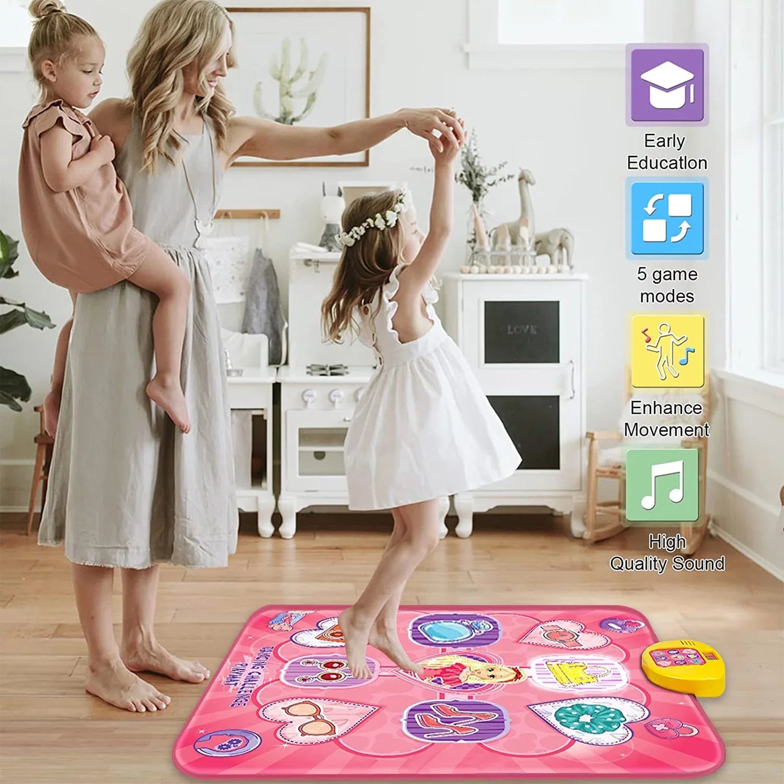 with 4 Dance Dance Kids Musical 5 7 Play with Christmas 3 Toys Lights, Year 9 Gift 5 6 Toy Old for Mat, Birthday Electronic Dance Girls 8 Game Modes, Mats for Game 10 Pink Pad Gifts