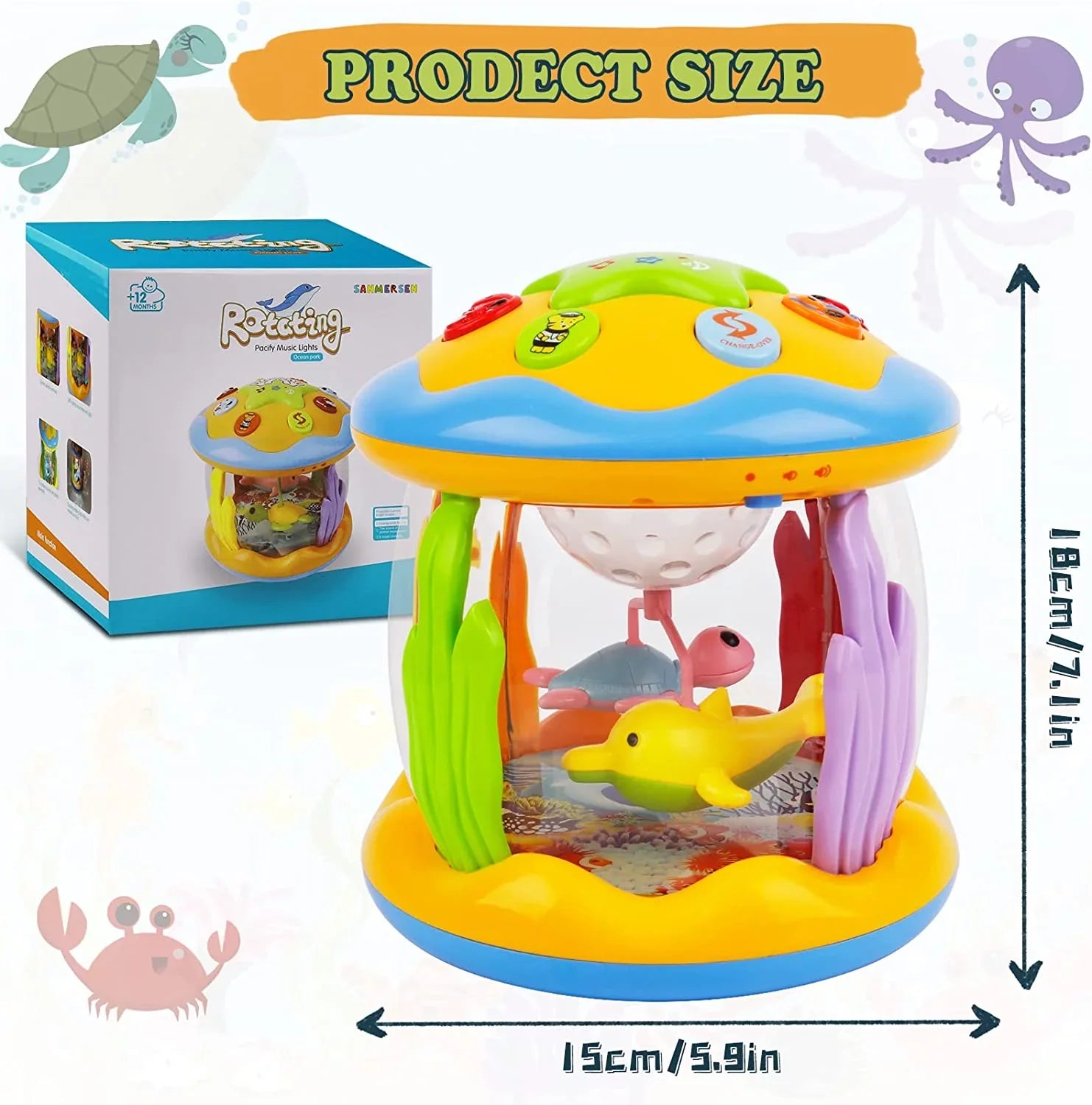 Baby Infant Toddlers Toys Up 1 Musical Toys Light for in Educational Learning Toys,Ocean 6-12 Months,4 Projector For Rotating