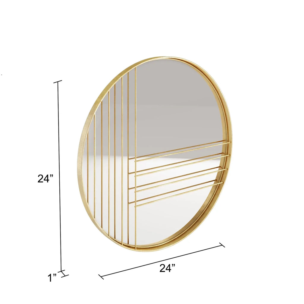 Accents Modern Damis Aspire Gold Home Leaf Round Wall Metal Mirror