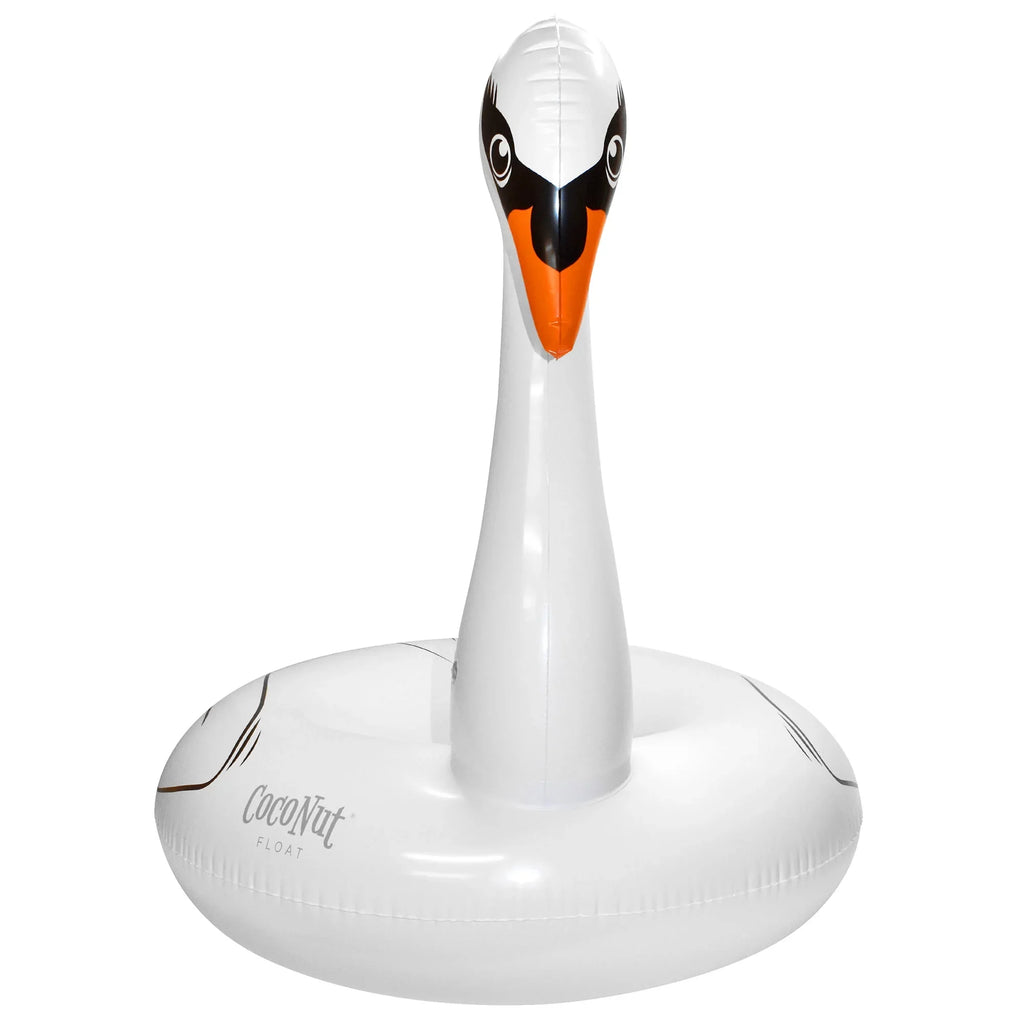 Inflatable, Jumbo Party Majestic Durable, liquid White Raft, Float: Anti-Leak, CocoNut Round Pool Ring Swan 48"x43" -