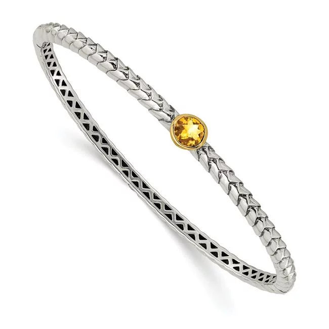 Couture QTC191 Bracelet Hinged mm Citrine Bangle Sterling 14k Shey Silver with Gold 6