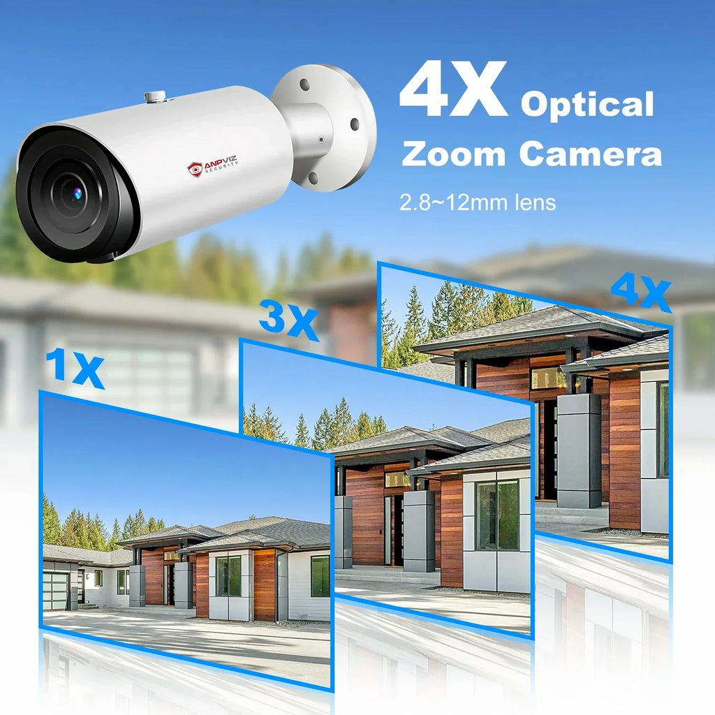 Mic Human Distance Support Camera IP66 Bullet Built ANPVIZ 4X H.265 Zoom in Vehicle IR 8MP Detection Camera 30M