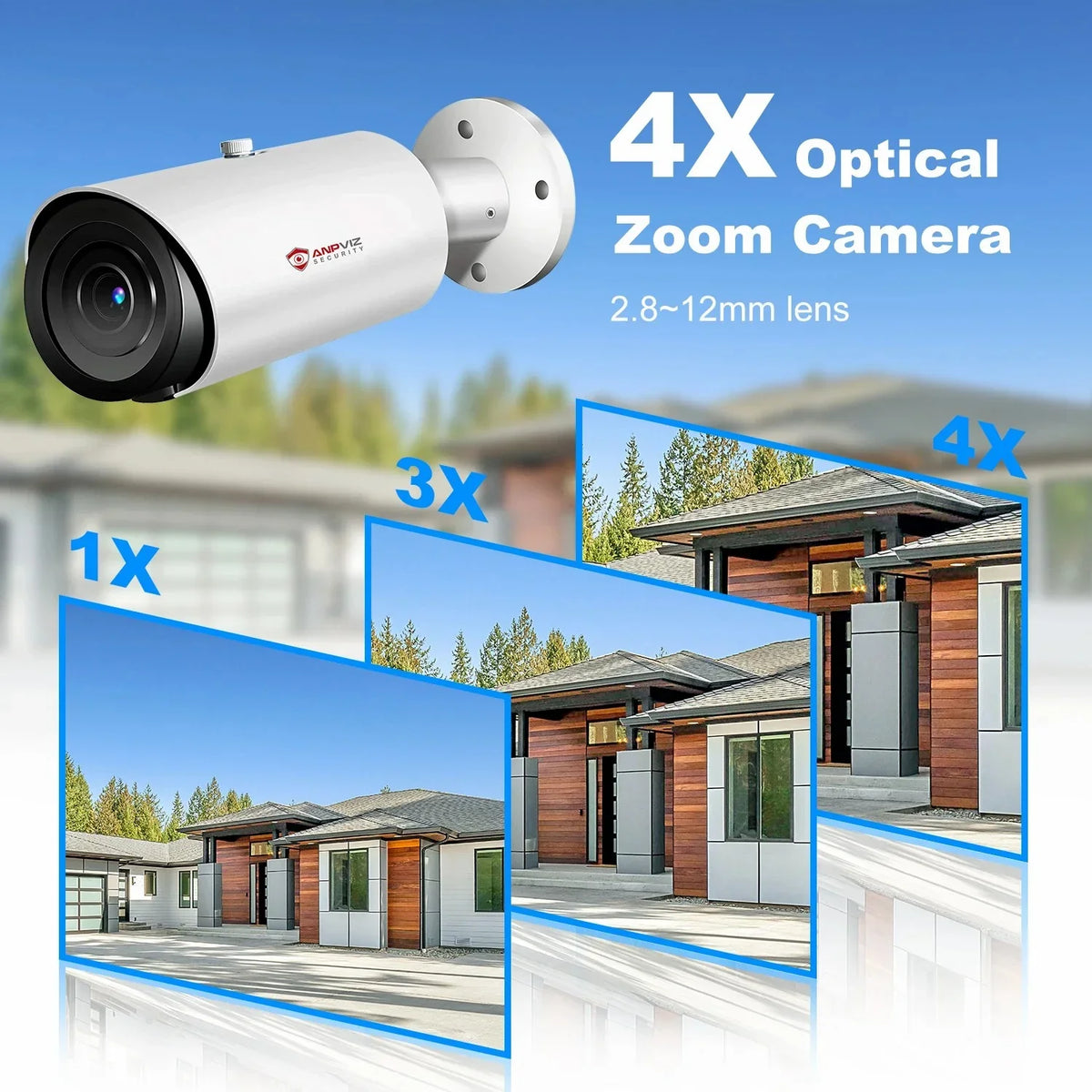 Mic Human Distance Support Camera IP66 Bullet Built ANPVIZ 4X H.265 Zoom in Vehicle IR 8MP Detection Camera 30M