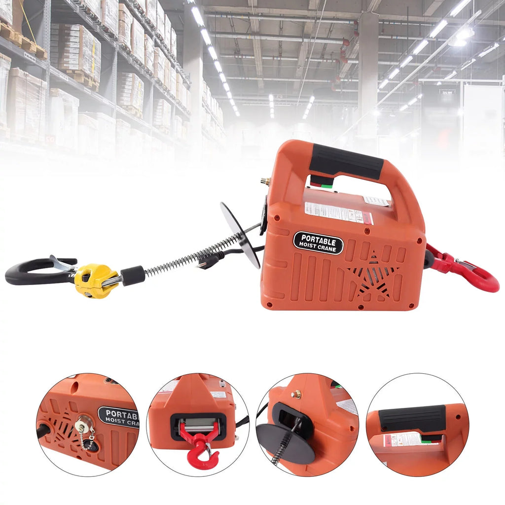 Winch Hoist 3-in-1 110V Kit Wireless Control Portable Lift ZhdnBhnos Electric 1100 Crane Remote