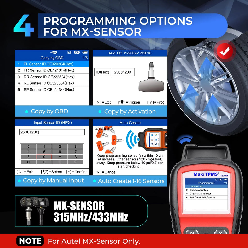 TS508 DTCs, of Read/Clear MaxiTPMS Reset TS408 Autel Upgraded TS508WF Relearn/Activate All Programming Scan Tool Sensors, Tool