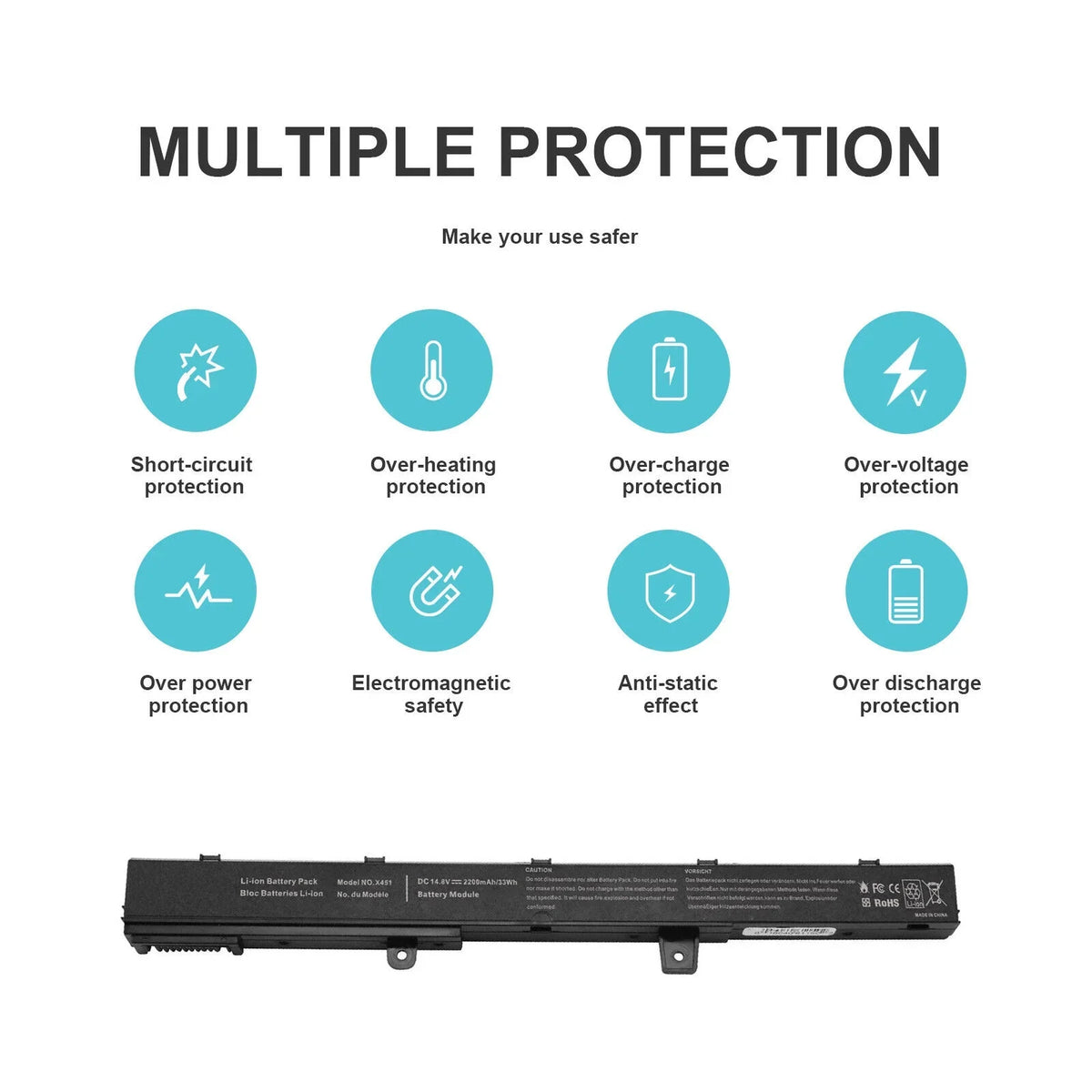 Battery YU12008-13007D A41N1308 X45LI9C ASUS Notebook A31N1319 For Series X551M