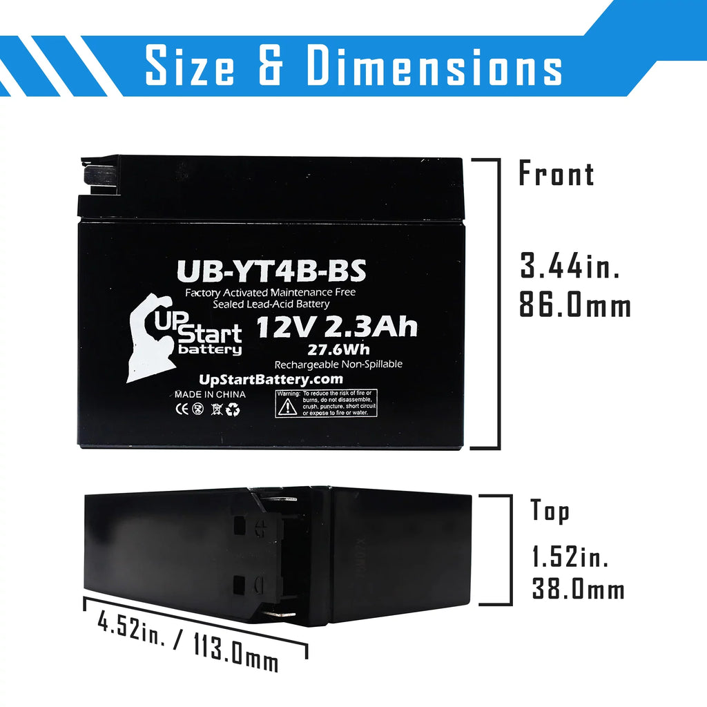 '-Z70 Suzuki - -Z70, Sealed) Yamaha Replacement 12v, Maintenance YT4B- Fits Suzuki Activated, Free 2008 Battery Factory 2015 (2.3Ah, 2009 SR400, with Battery 3 Pack - for