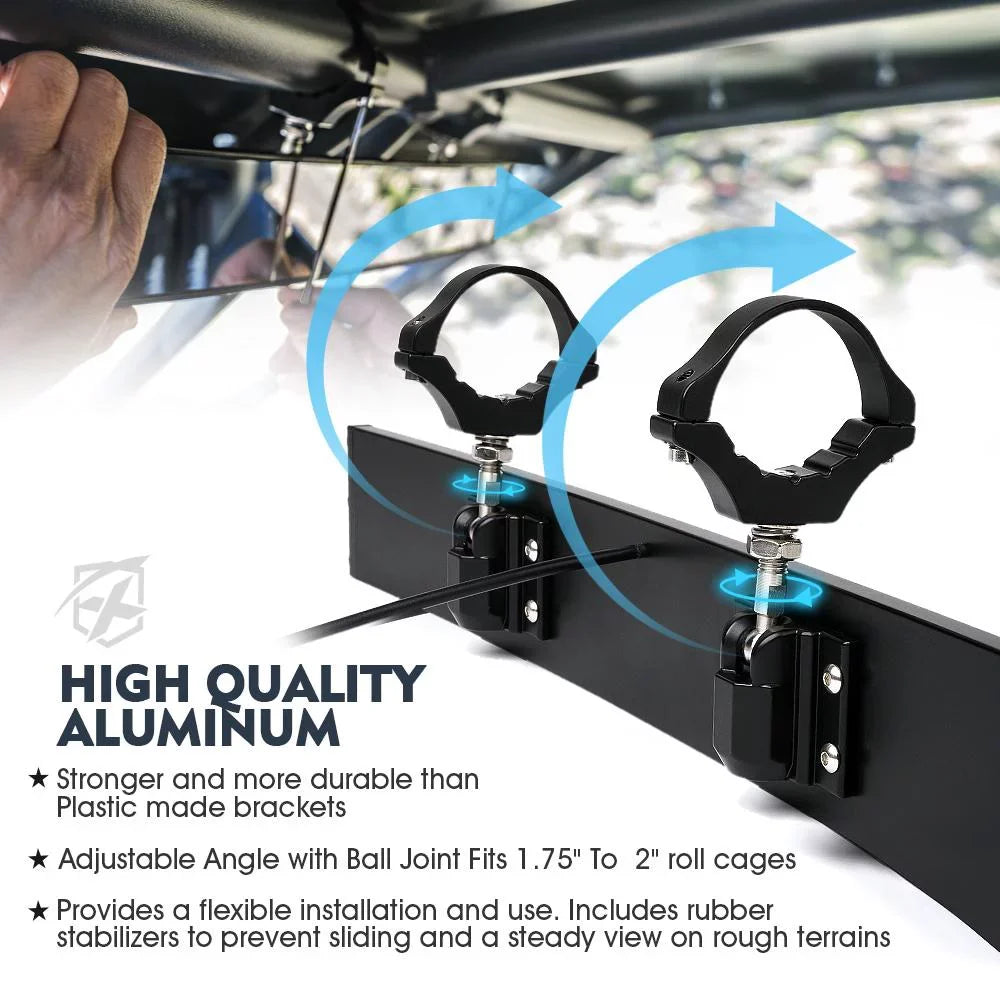 View LED 1.75"-2" UTV Rollbars Xprite Rear 17.5" Lights Integrated W/ Fits Mirror Curved