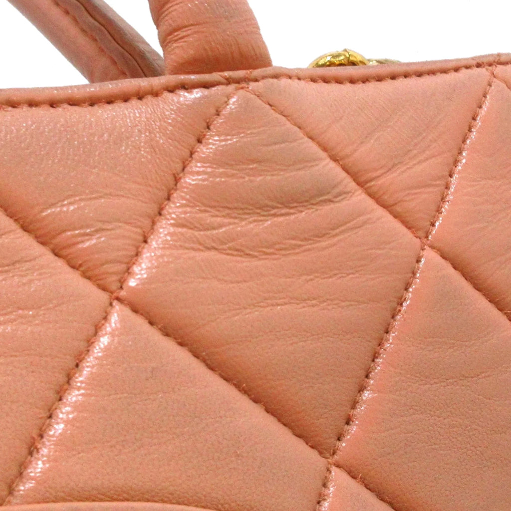 Orange Lambskin Bag Medallion Tote Tote Women Authenticated (Good) Leather Pre-Owned