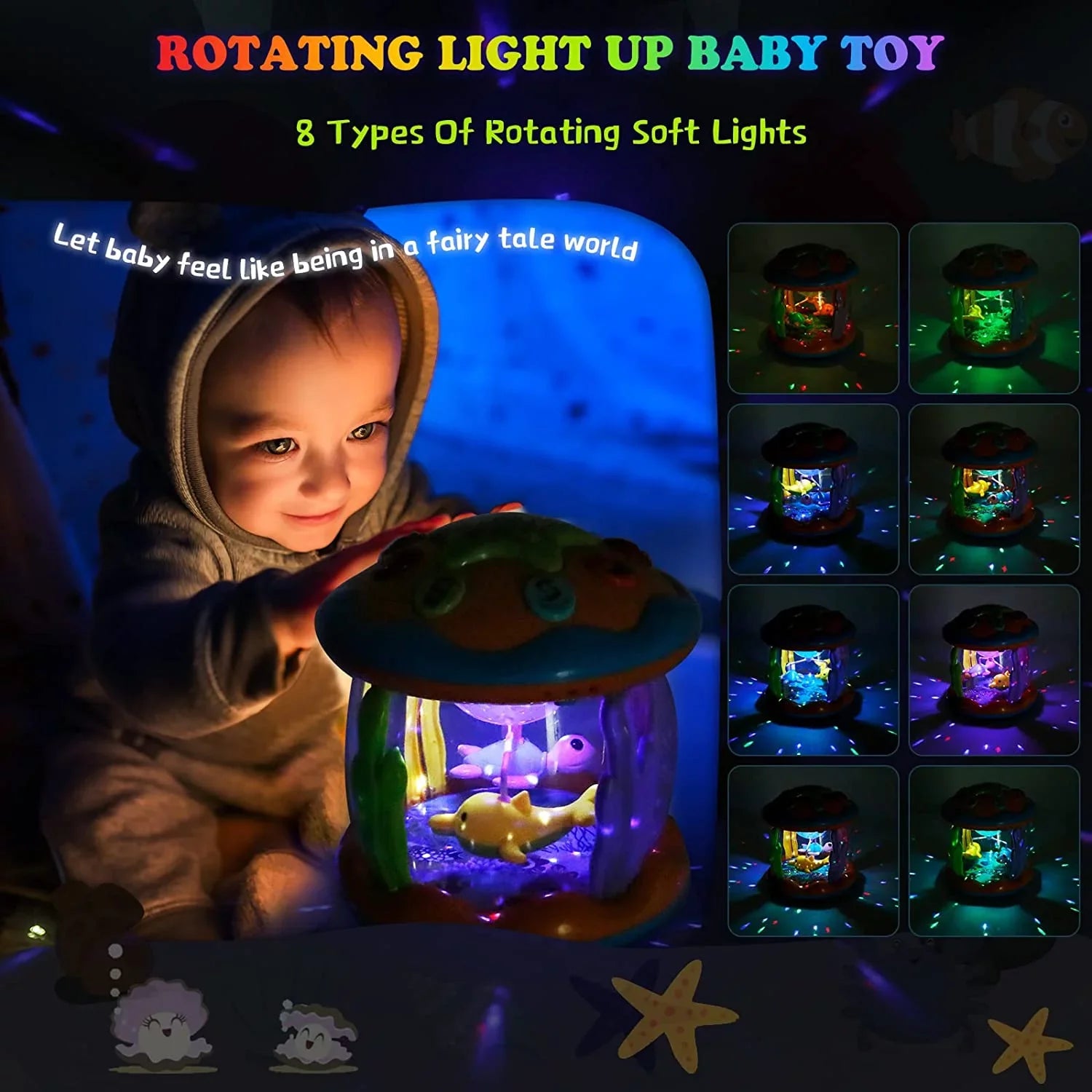 Baby Infant Toddlers Toys Up 1 Musical Toys Light for in Educational Learning Toys,Ocean 6-12 Months,4 Projector For Rotating