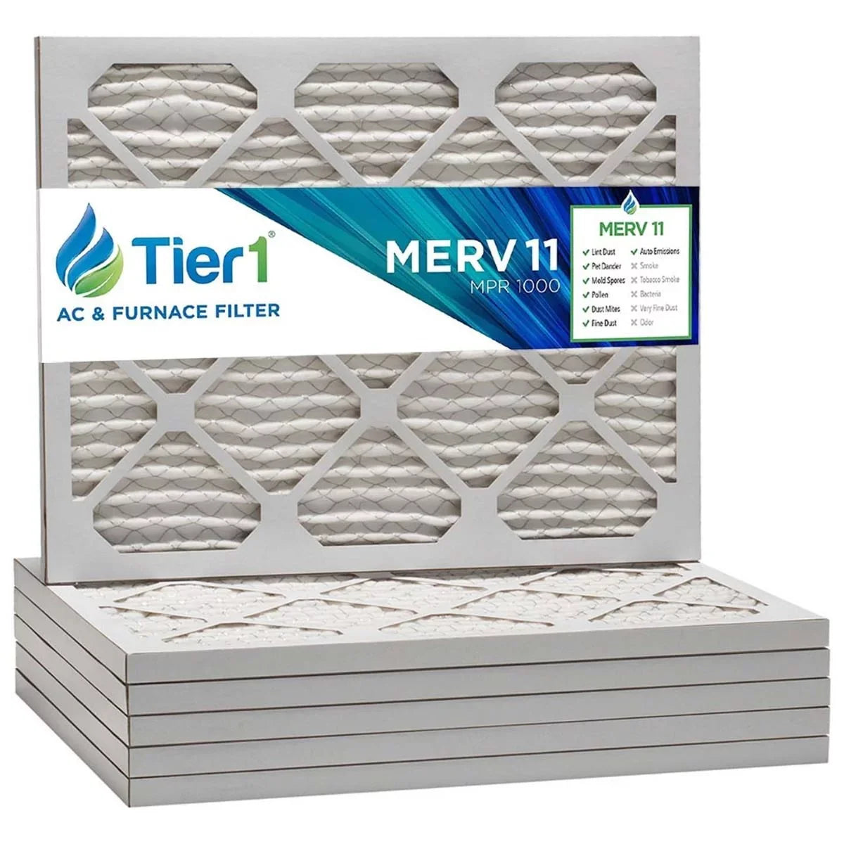 Merv 20x25x1 Air/ Pack 6 11 Pleated - Furnace Filter Tier1