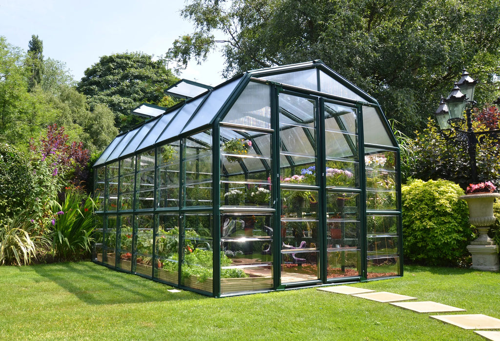 Greenhouse Vents 8' x Palram Walk-In Clear Grand - - Roof Green Gardener - with 12' Canopia 2