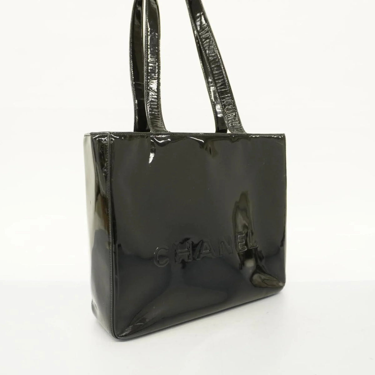 Black Patent Tote Leather Pre-Owned Bag Women's (Good) Champagne