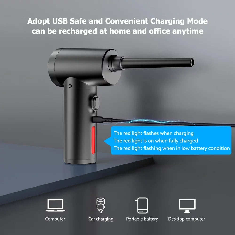 Light, Blower Air Air Duster 6000mAh Cordless Electric Computer Rechargeable Compressed Fast 50000RPM Keyboard with for Portable Duster, Charge Air