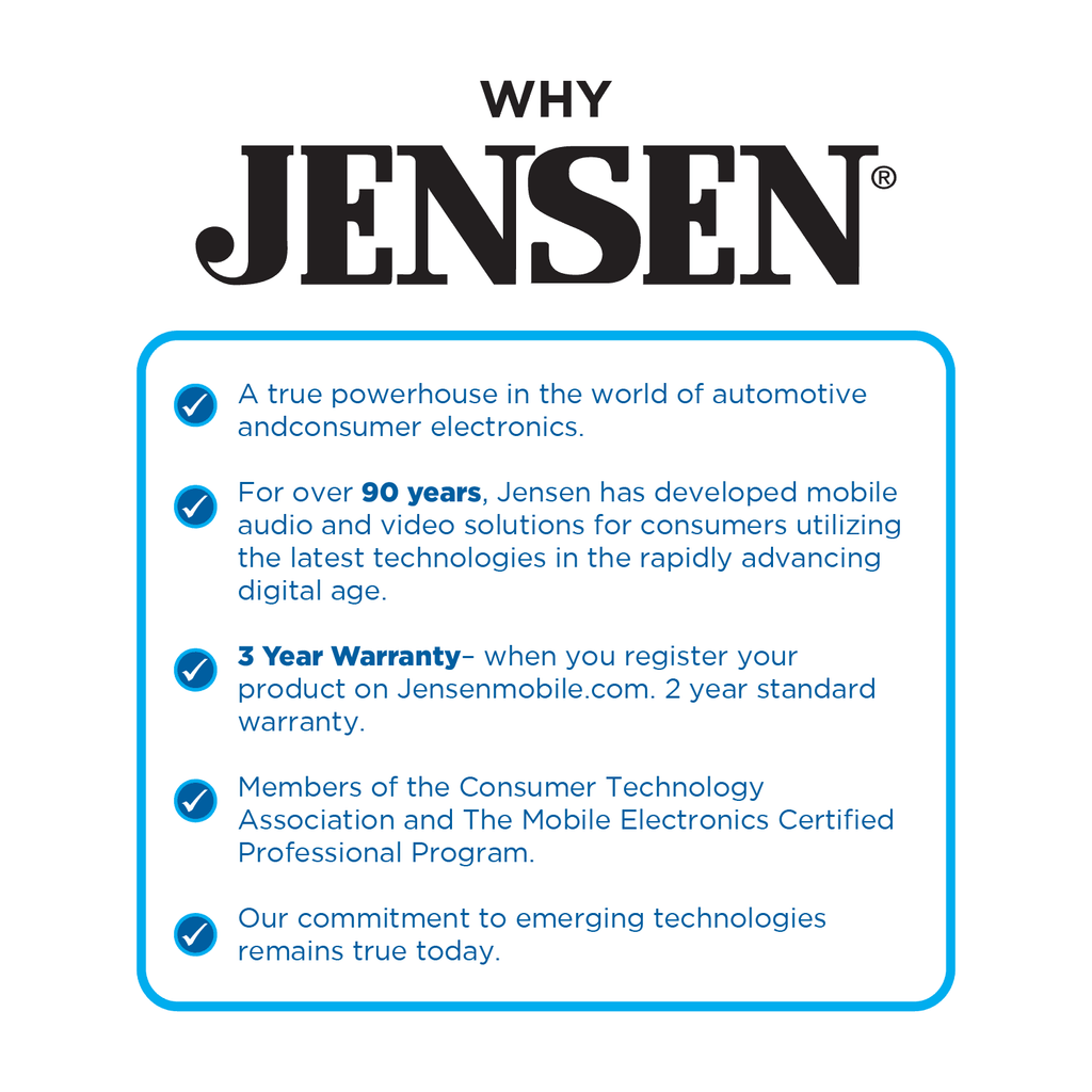 Double Jensen Wireless, Certified Android CarPlay Auto, 7-inch Radio, Stereo Car J3CA7W Apple or New Wired