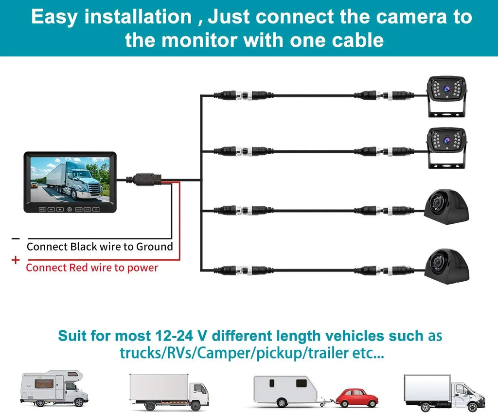 Night 7'' Monitor Backup Backup FY01 Rear Car xRoose Vision Recorder View Camera Camera Moistureproof
