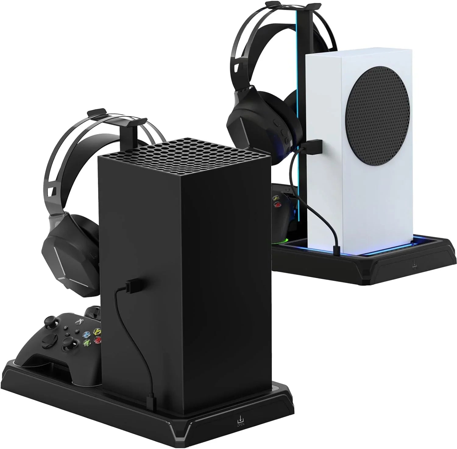 Packs with Fan Station Holder Battery & Stand Organizer, X Games with Cooling Series for mAh 2 Controller Storage Dual Headphone Xbox Dock X/S, 1400 Charging 12 Charger Vertical with Cooling Station