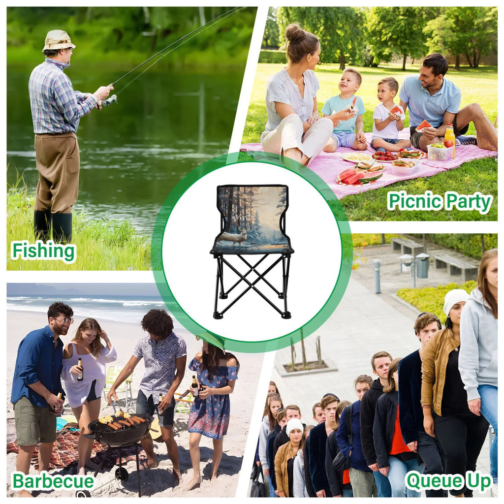 Chair Portable Carry with Lawn for Fishing Beach Chair Chair Kids Winter Camping Bag Deer Folding Forest Outdoor in Small Chair
