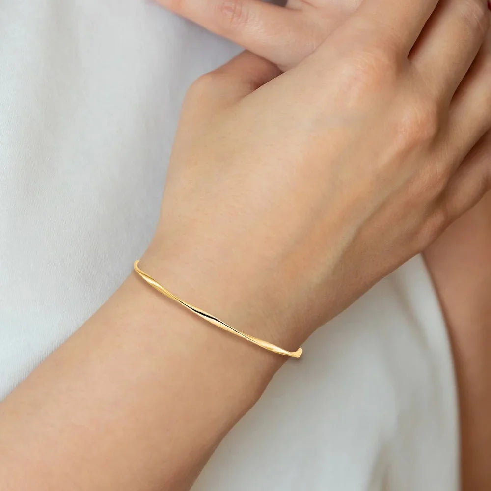 Bracelet Bangle in 7 Gold 10k Slip-On Yellow 3 mm
